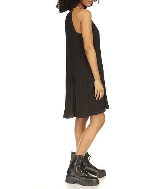 Michael Kors Pleated Halter Neckline Sleeveless Dress Product Image