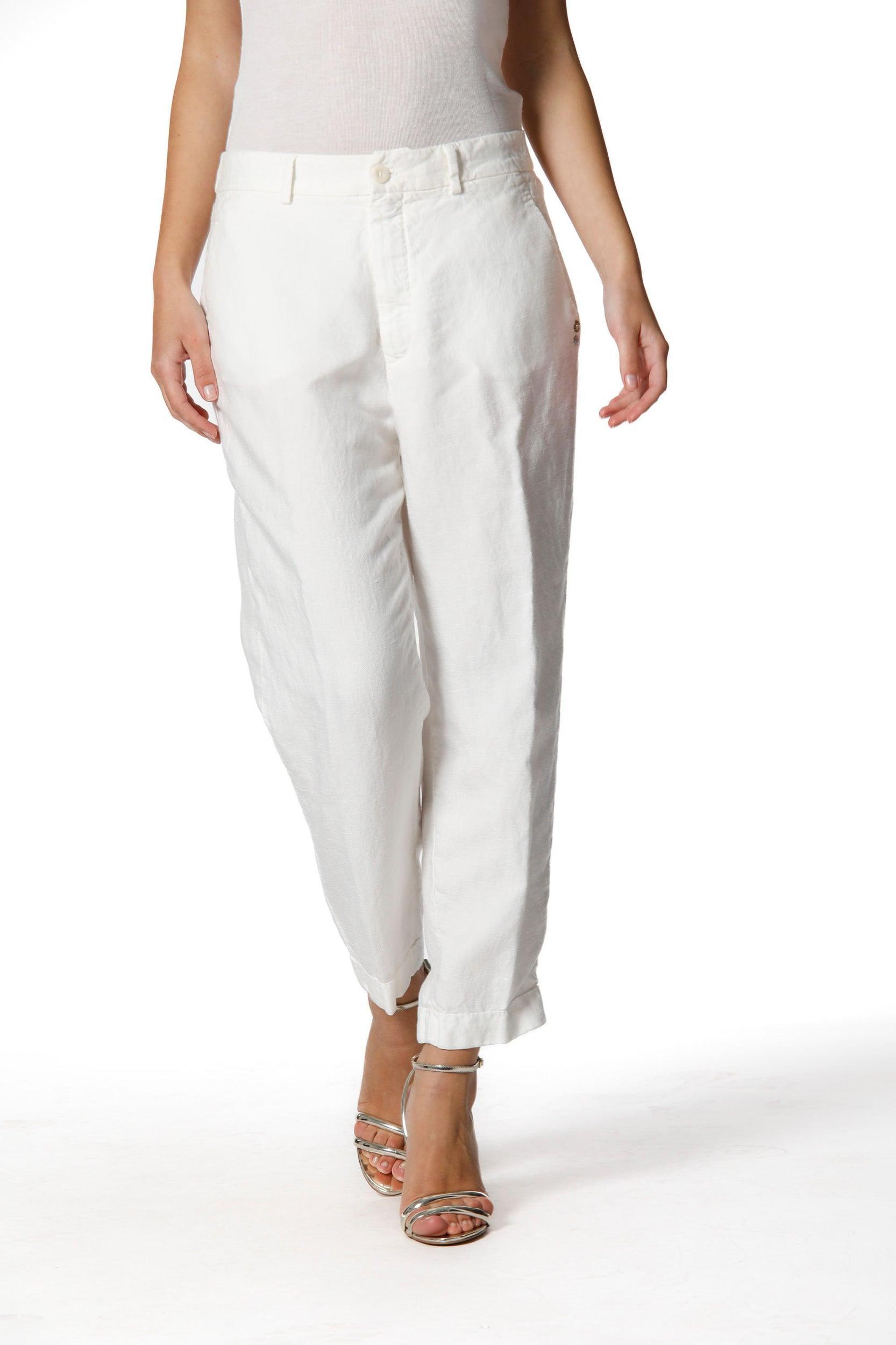 Linda Summer women's chino jogger pants in tencel and linen mat fabric relaxed Product Image