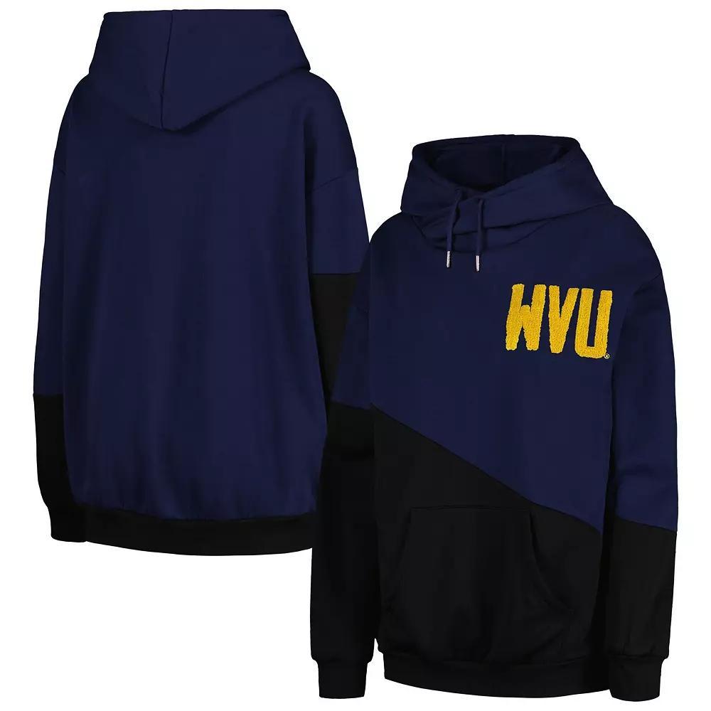 Women's Gameday Couture Navy/Black West Virginia Mountaineers Matchmaker Diagonal Cowl Pullover Hoodie, Size: Small, Blue Product Image