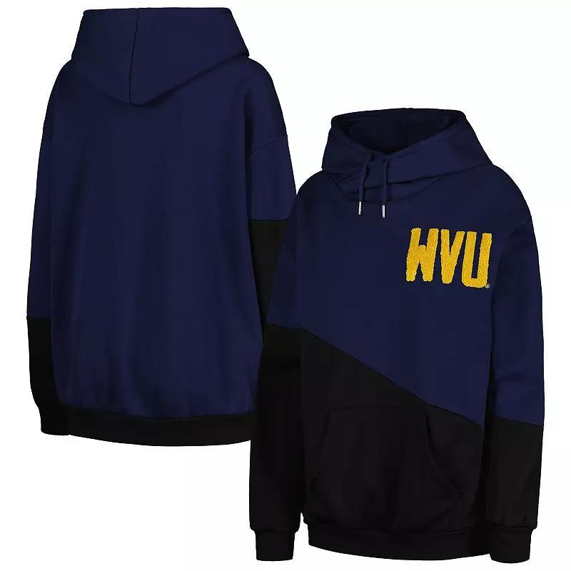 Women's Gameday Couture Navy/Black West Virginia Mountaineers Matchmaker Diagonal Cowl Pullover Hoodie, Size: Small, Blue Product Image