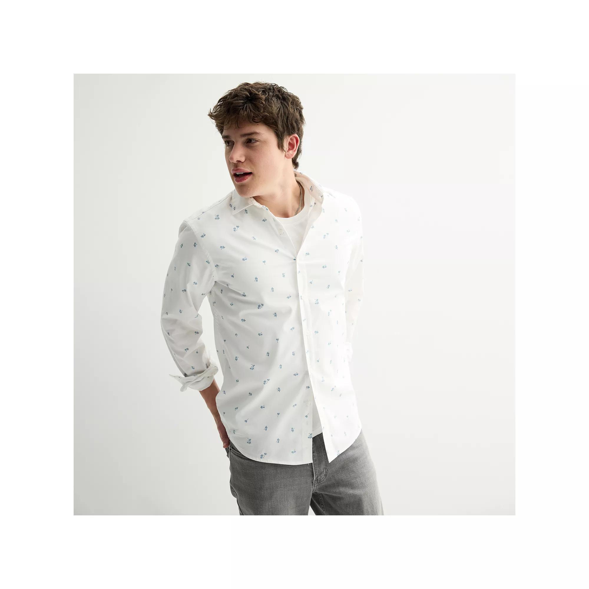 Men's Sonoma Goods For Life® Short-Sleeve Printed Slim Fit Performance Shirt, Size: Medium SLIM, Light Paco Palm Product Image