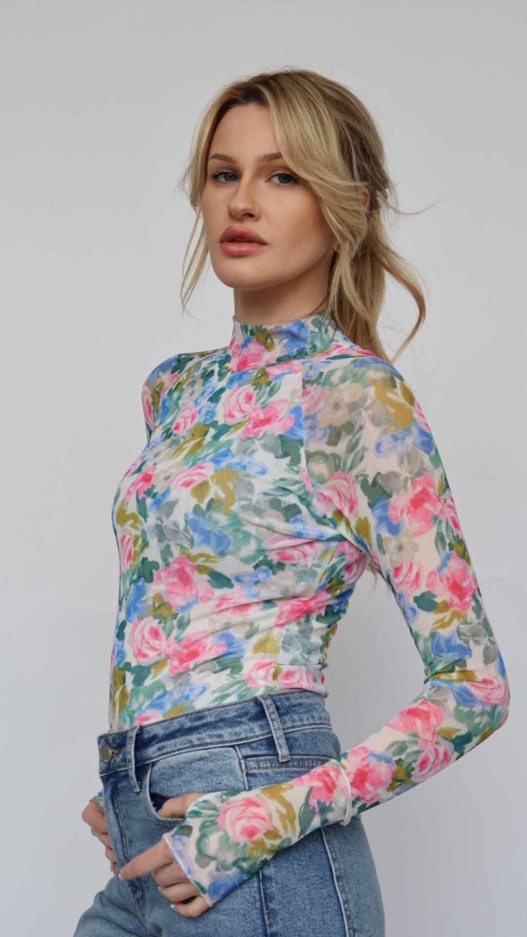 Jaime Floral Mesh Top Product Image