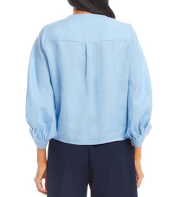 Karen Kane Blouson Sleeve Linen Tie-Front Top Product Image