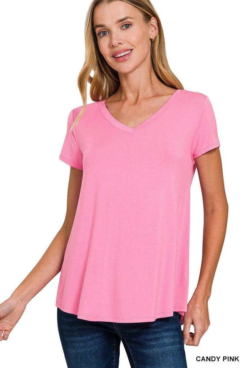 Zenana Rayon Short Sleeved Round Hem Top Product Image