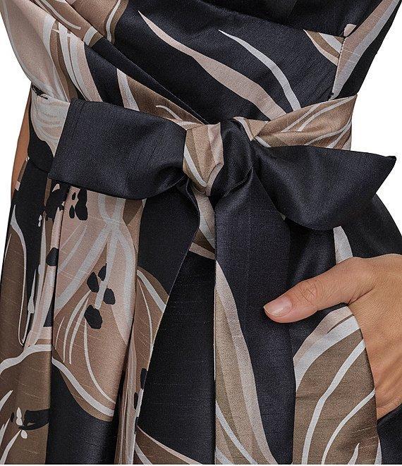 Donna Karan Sleeveless V-Neck Floral A-Line Dress Product Image