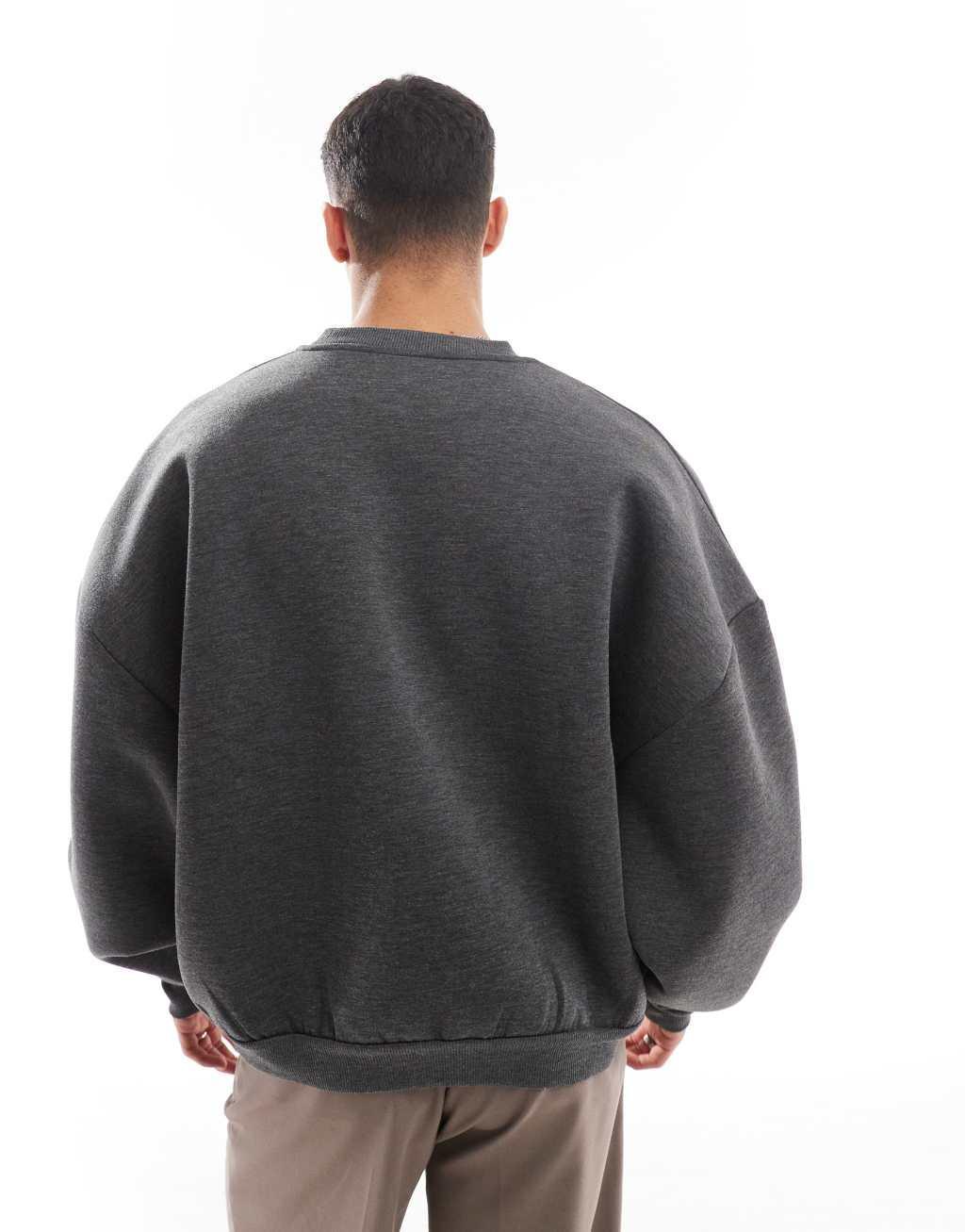 ASOS DESIGN heavyweight extreme oversized scuba sweatshirt in charcoal heather Product Image