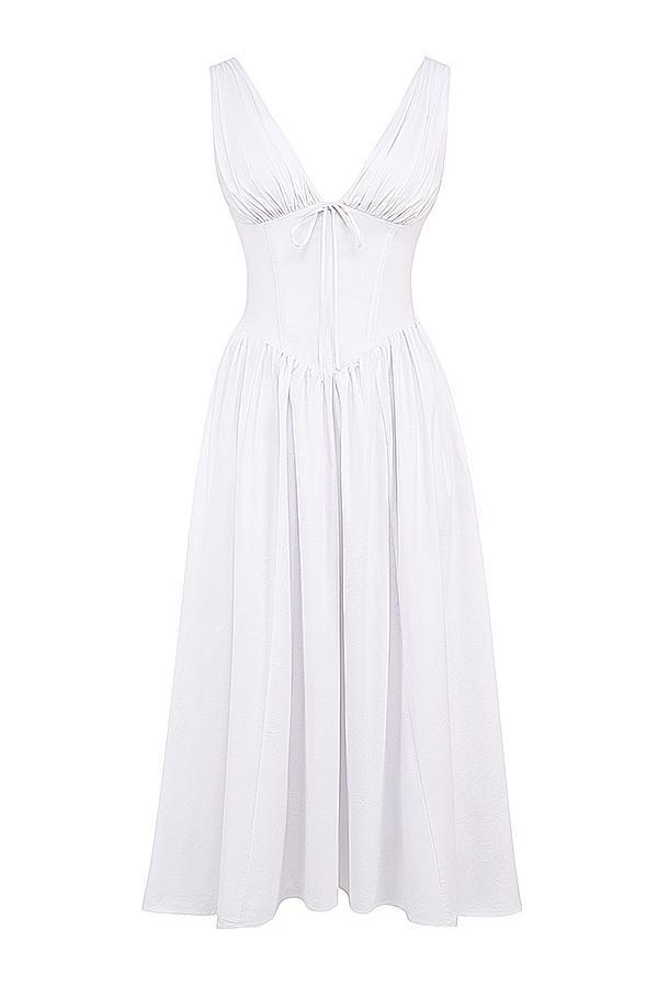Emmelina White Cotton Corset Sundress Product Image