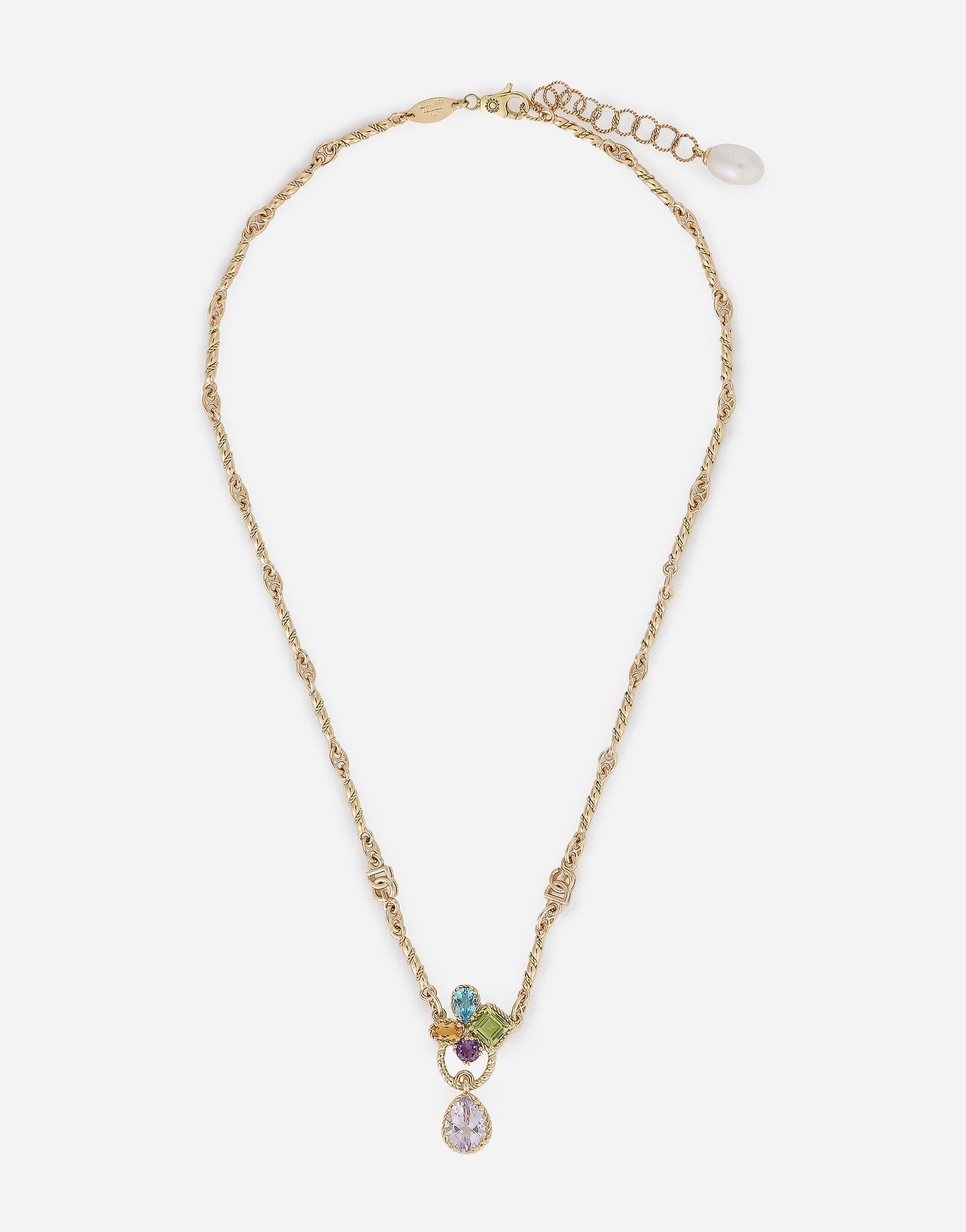 DOLCE & GABBANA 18 Kt Yellow Gold Rainbow Pendant With Multicolor Fine Gemstones Product Image