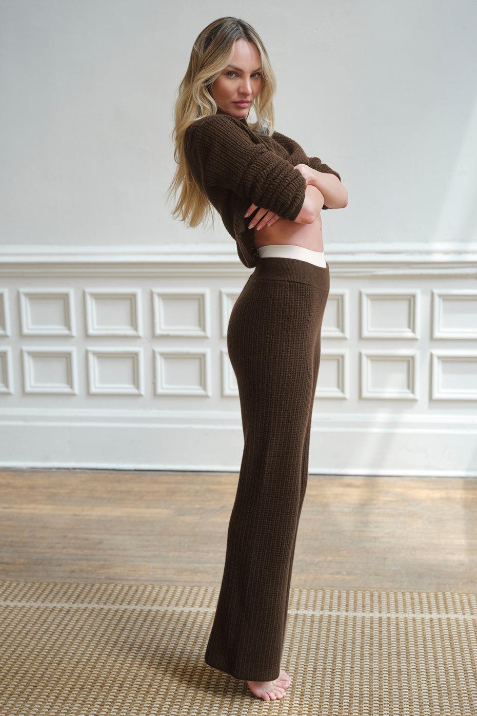Cashmere High-Waist Plush Waffle Pant - Espresso Product Image