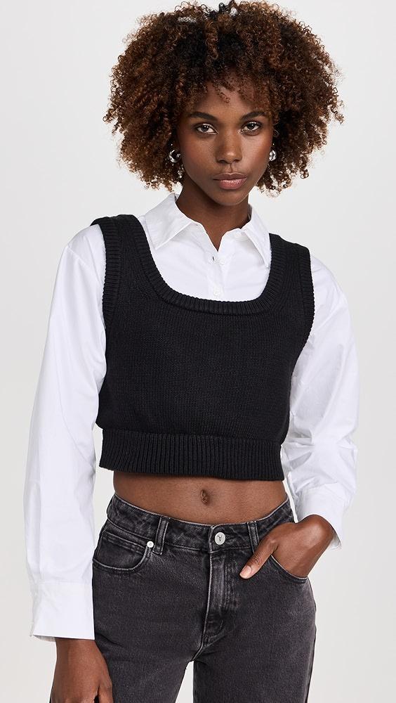 English Factory Cropped Knit Top Over Shirt | Shopbop Product Image