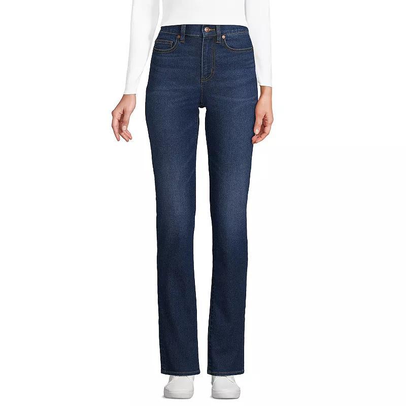 Petite Lands' End Recover High-Rise Straight-Leg Jeans, Women's, Size: 14P 28, Hutton Blue Wash Product Image