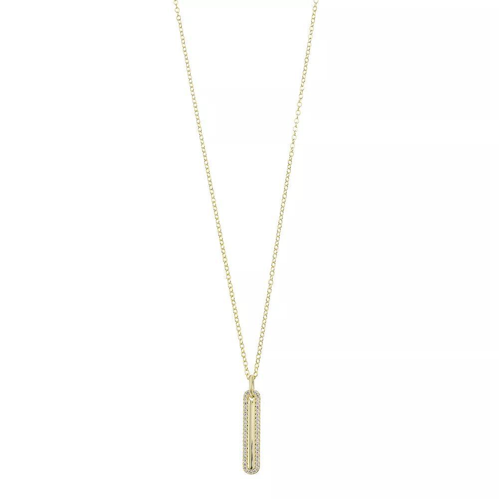 Sterling Silver Cubic Zirconia Long Pendant Necklace, Womens Gold Tone Product Image