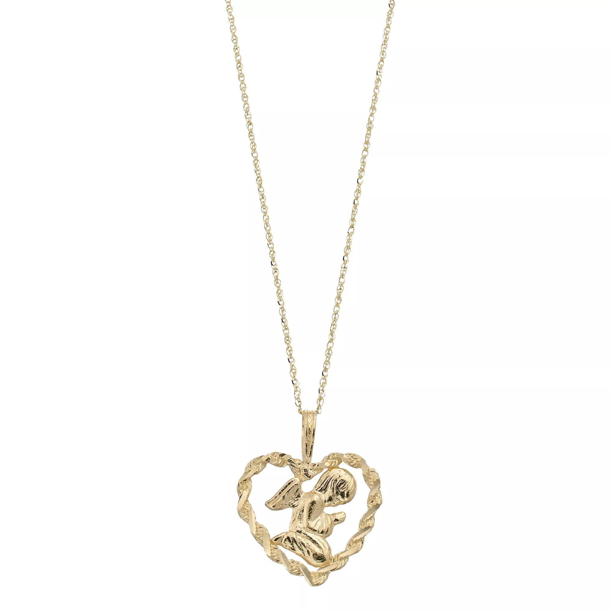 Kristen Kesho 10k Gold Angel Heart Pendant Necklace, Women's, Size: 18", Yellow Product Image