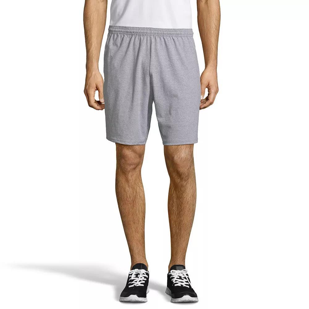 Mens Hanes ComfortSoft Jersey Pocket Shorts Grey Heather Product Image
