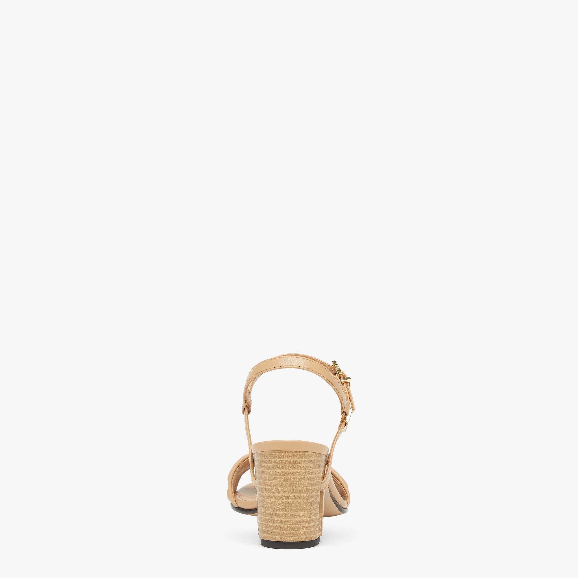 DelfinaBeige leather medium-heeled sandals Product Image