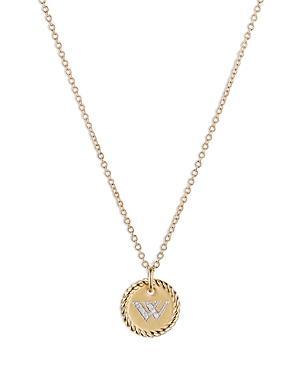 David Yurman Cable Collectibles Initial Pendant with Diamonds in Gold on Chain, 16-18 Product Image