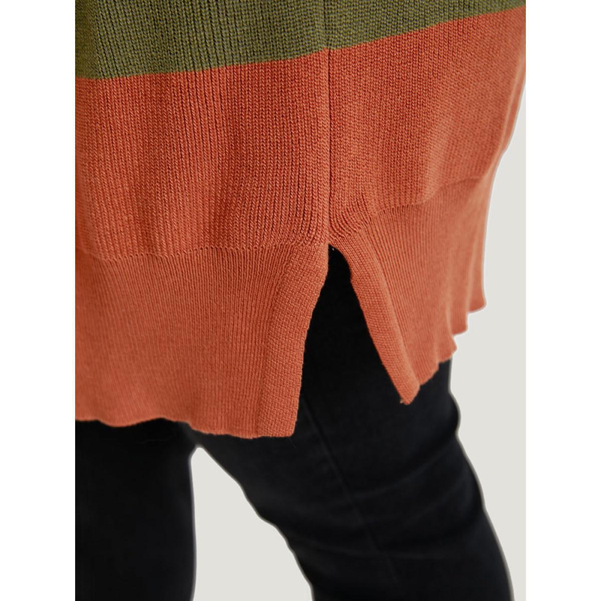 Plus Size Colorblock Contrast Split Side Cardigan Multicolor Women Casual Loose Long Sleeve Dailywear Cardigans BloomChic 10/M Product Image