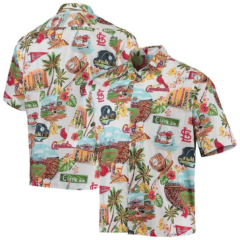 Men's Reyn Spooner White St. Louis Cardinals Logo Scenic Button-Up Shirt, Size: Small Product Image