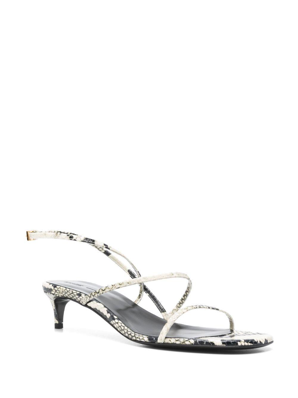 KHAITE Loop Snake-effect Leather Sandals In Beige Comb Product Image