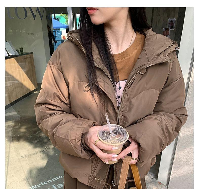 Frog Buttoned Plain Puffer Jacket Product Image
