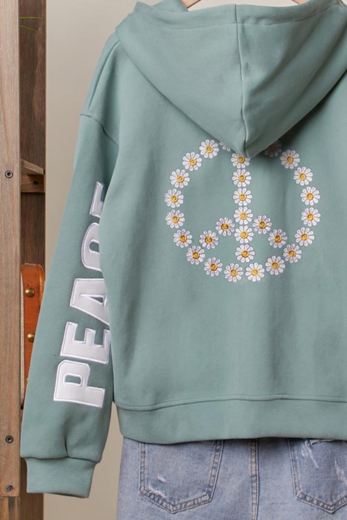 Peace Love Zip Up Hoodie Product Image