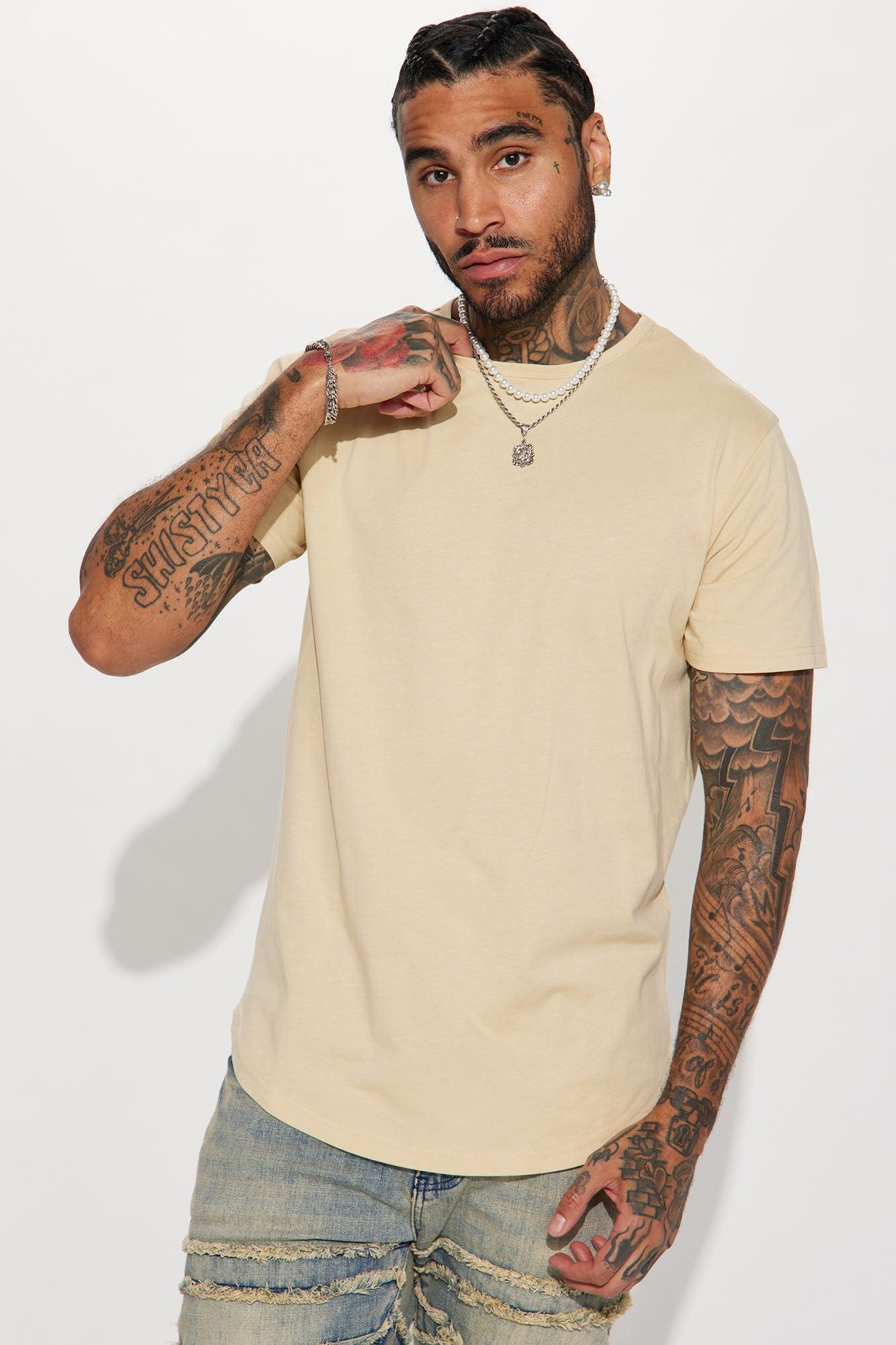 Essential Short Sleeve Scallop Crew Tee - Tan Product Image