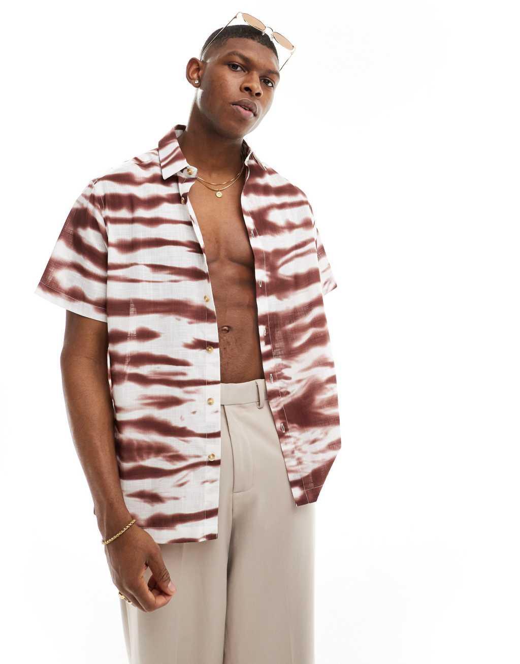 ASOS DESIGN relaxed shirt in tie dye print Product Image