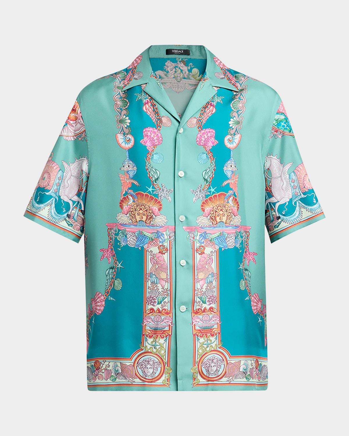 Men's Coral Theater Silk Twill Camp Shirt Product Image