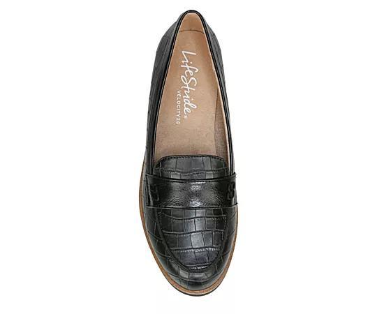 LifeStride Zee Women's Slip-on Loafers, Size: 9 Wide, Black Croc Product Image