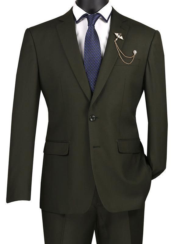 Slim Fit Men's Suit 2 Piece 2 Button in Olive Male Product Image
