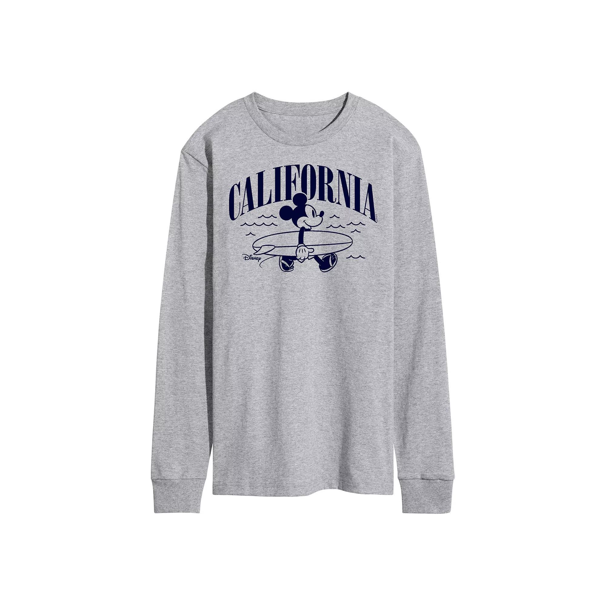 Disneys California Mickey Mens Graphic Tee Grey Gray Product Image