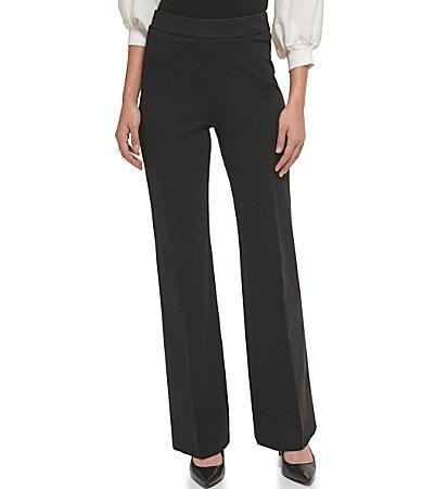 DKNY by Donna Karan Silky Ponte High Rise Wide Leg Pants Product Image