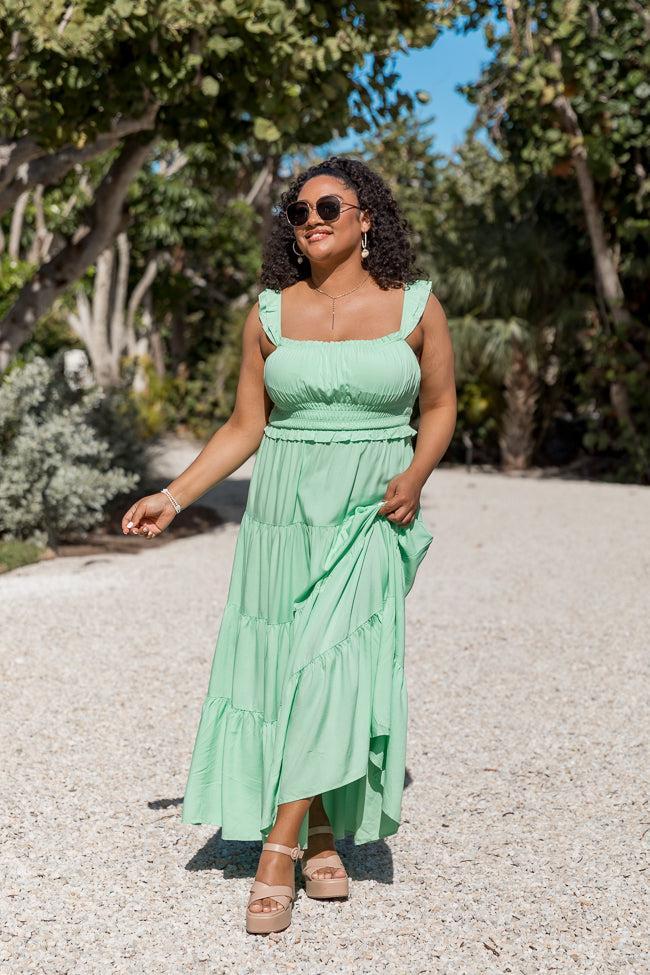 Living A Dream Green Woven Maxi Dress SALE Product Image