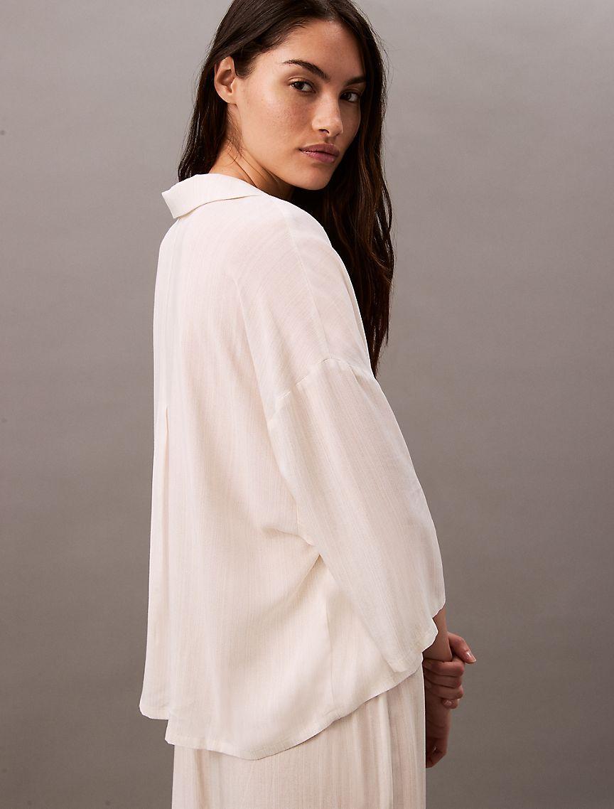 Woven Viscose Button-Down Short Sleeve Shirt Product Image