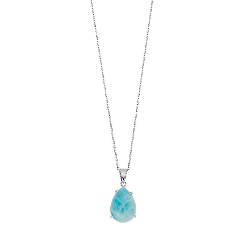 Sterling Silver Larimar Teardrop Pendant Necklace, Women's, Size: 18" Product Image