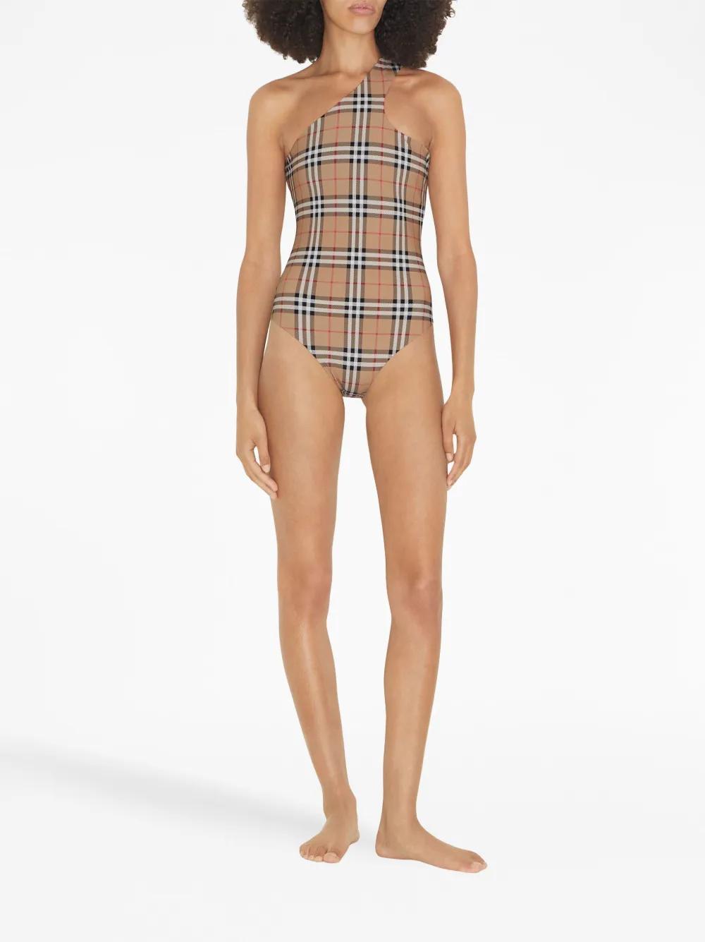 check-print asymmetric one-piece  Product Image