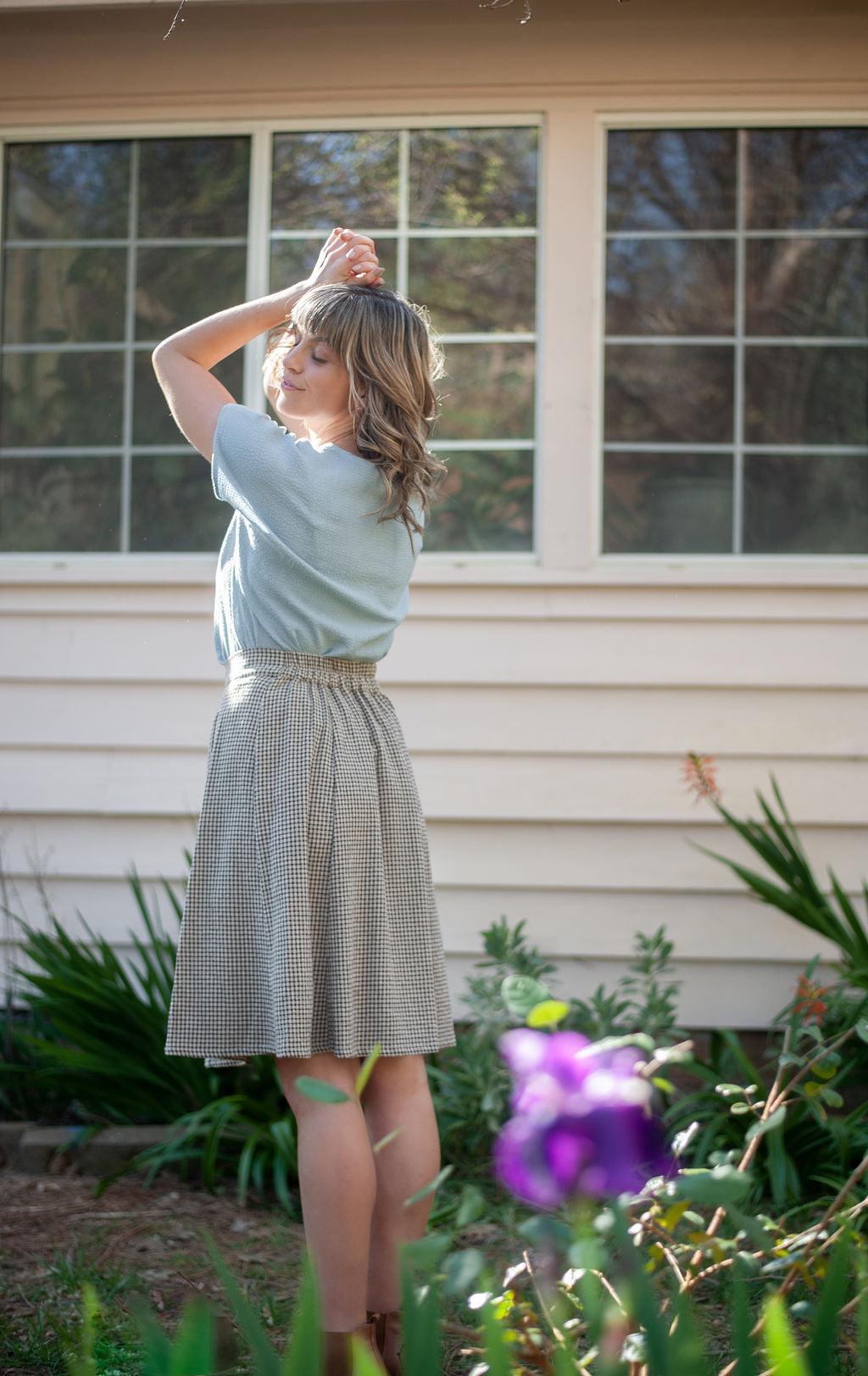 Bae Skirt in Black & Oat Cotton Gingham Product Image