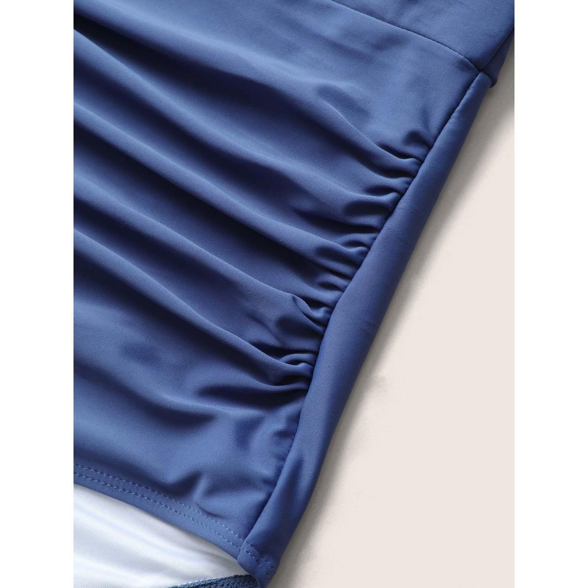 Plus Size Plain Laser Cut Flutter Trim One Piece Swimsuit Women's Swimwear Indigo Beach Gathered Curve Bathing Suits High stretch One Pieces BloomChic 14-16/1X Product Image