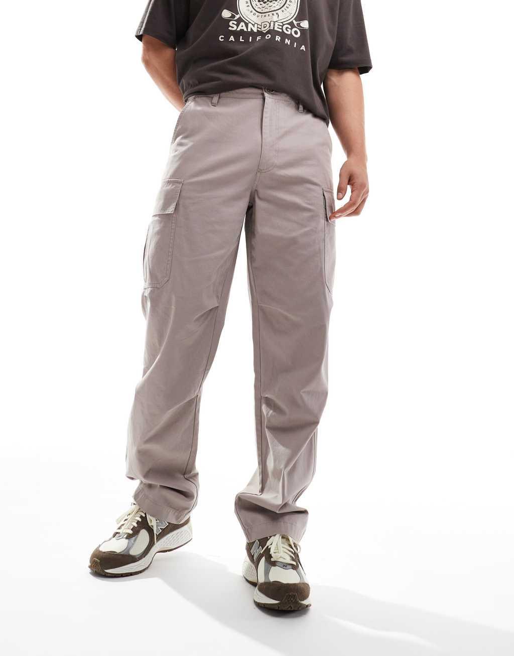 ASOS DESIGN baggy cargo pants in mauve Product Image