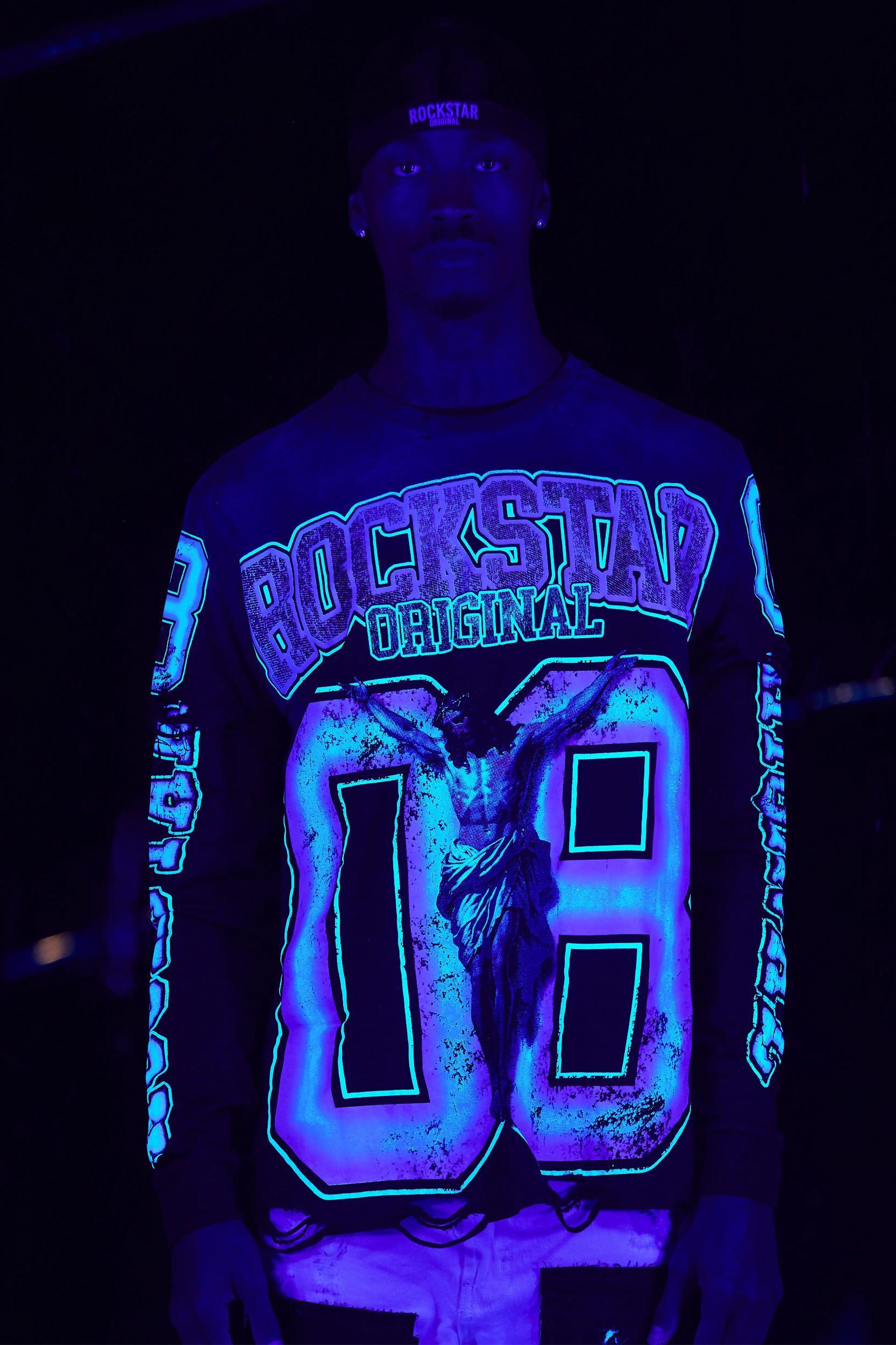 Fields Black/Purple Double Layer Long Sleeve Graphic T-Shirt Male Product Image