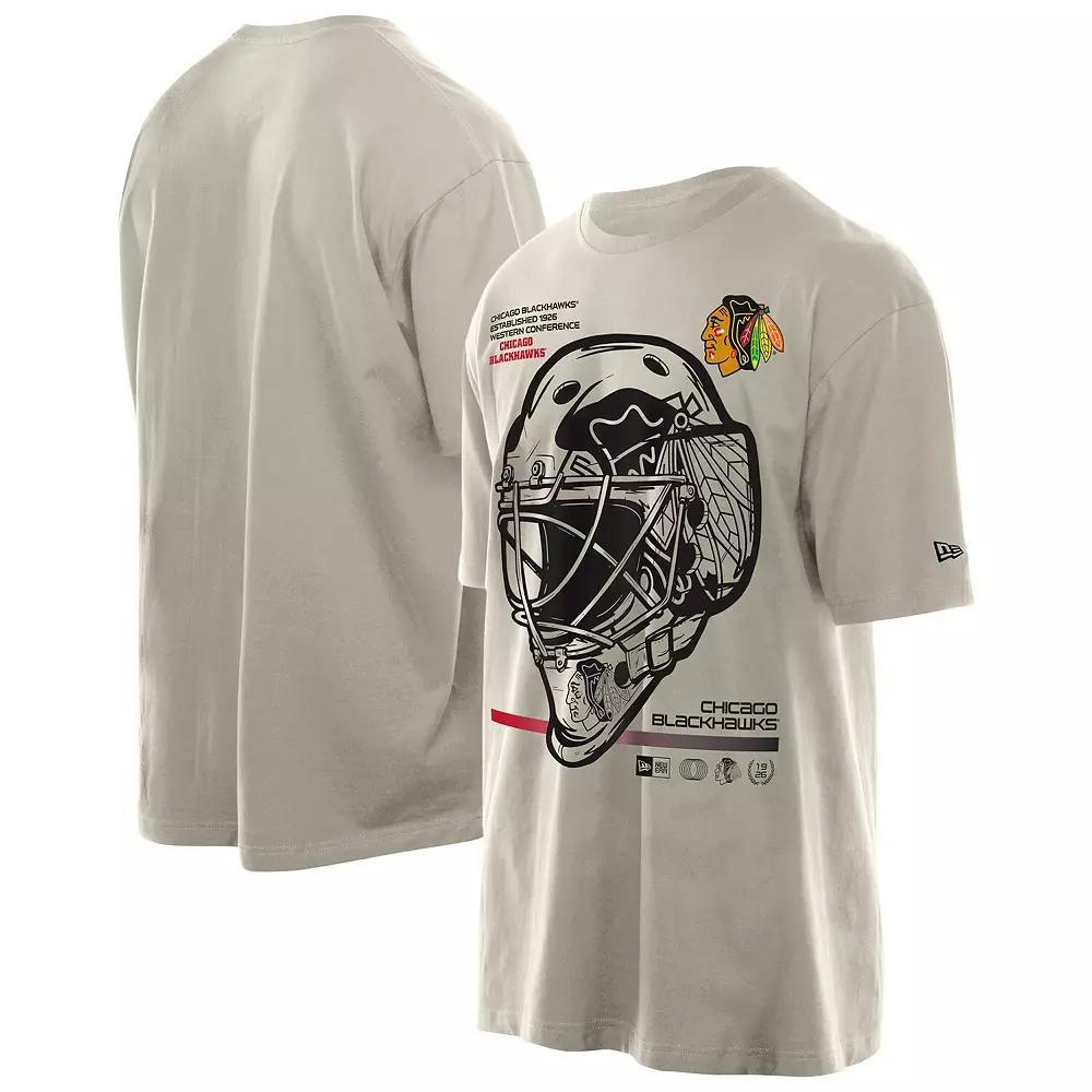 Men's New Era Tan Chicago Blackhawks Goalie Mask T-Shirt, Size: XL, Team Product Image