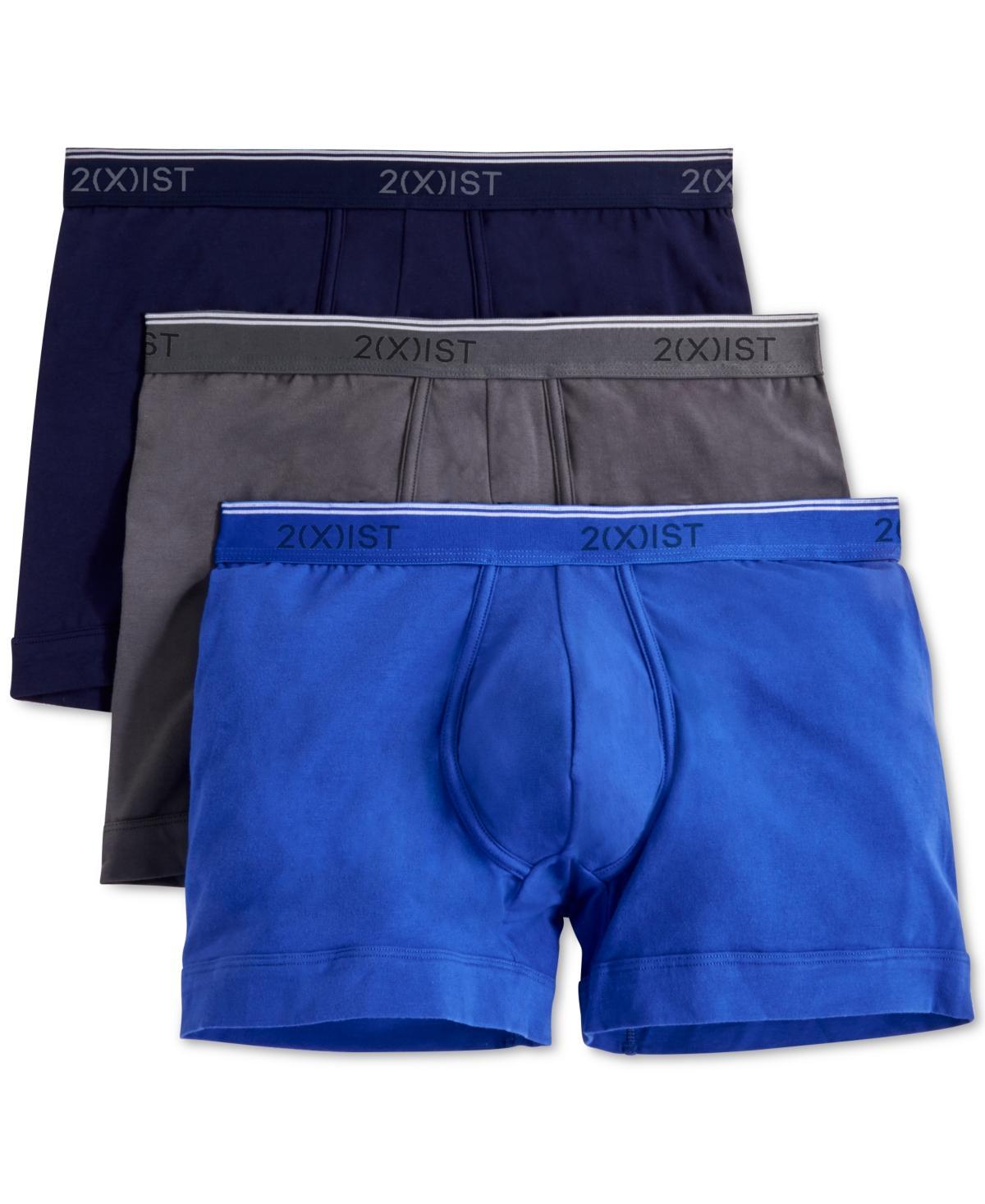 2(x)ist Mens Cotton Stretch Boxer Briefs 3-Pack - Blue/Grey Product Image