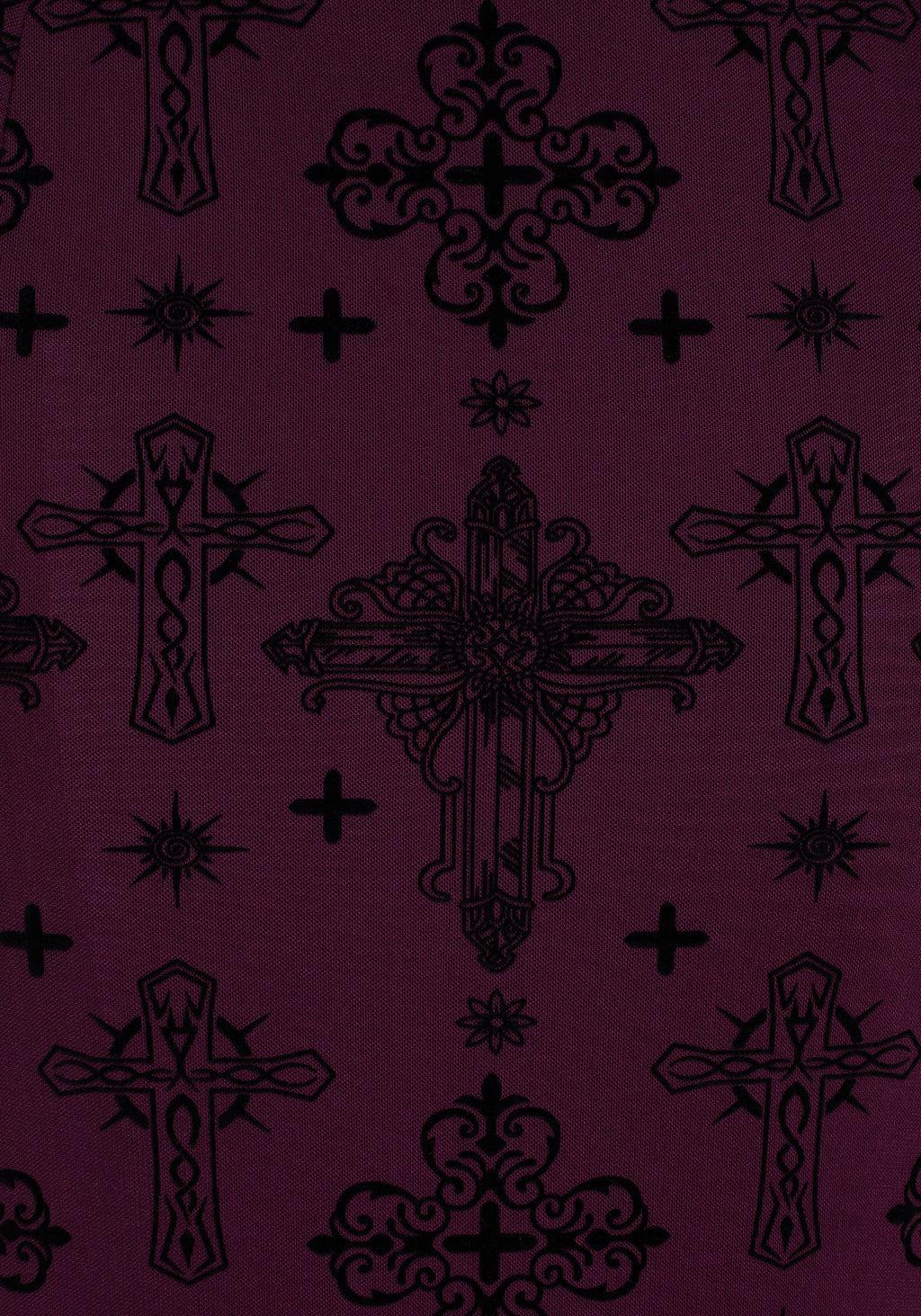 Priestess Flocked Mesh Maxi Skirt - Purple Product Image