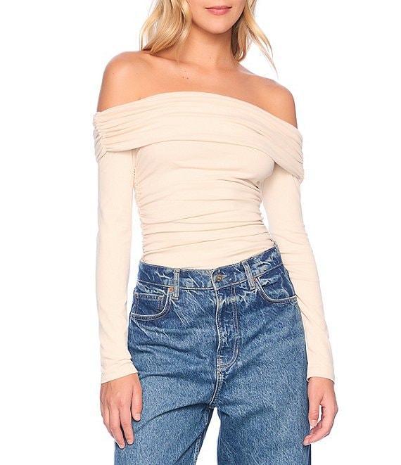 Susana Monaco Off The Shoulder Neck Long Sleeve Gathered Top Product Image