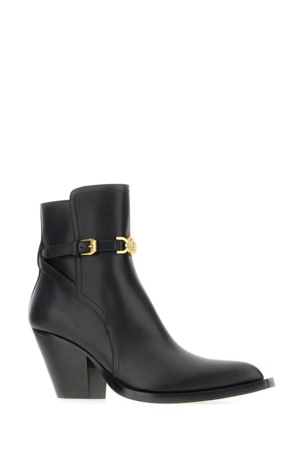 VERSACE Medusa 95 Pointed Toe Ankle Boots In Black Product Image
