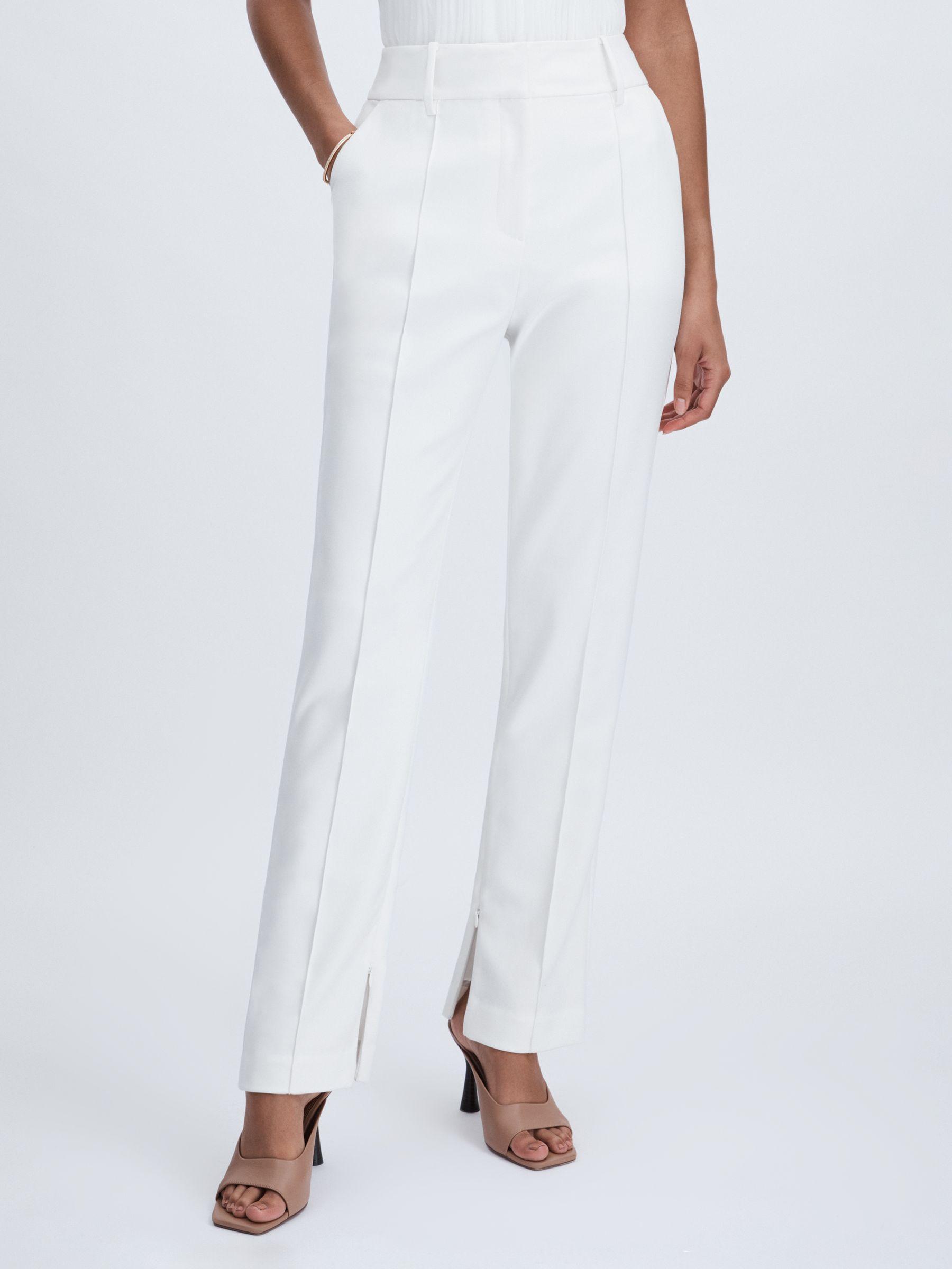 Acler Slim-Fit Ivory Ankle-Zip Tailored Trousers in Ivory Product Image