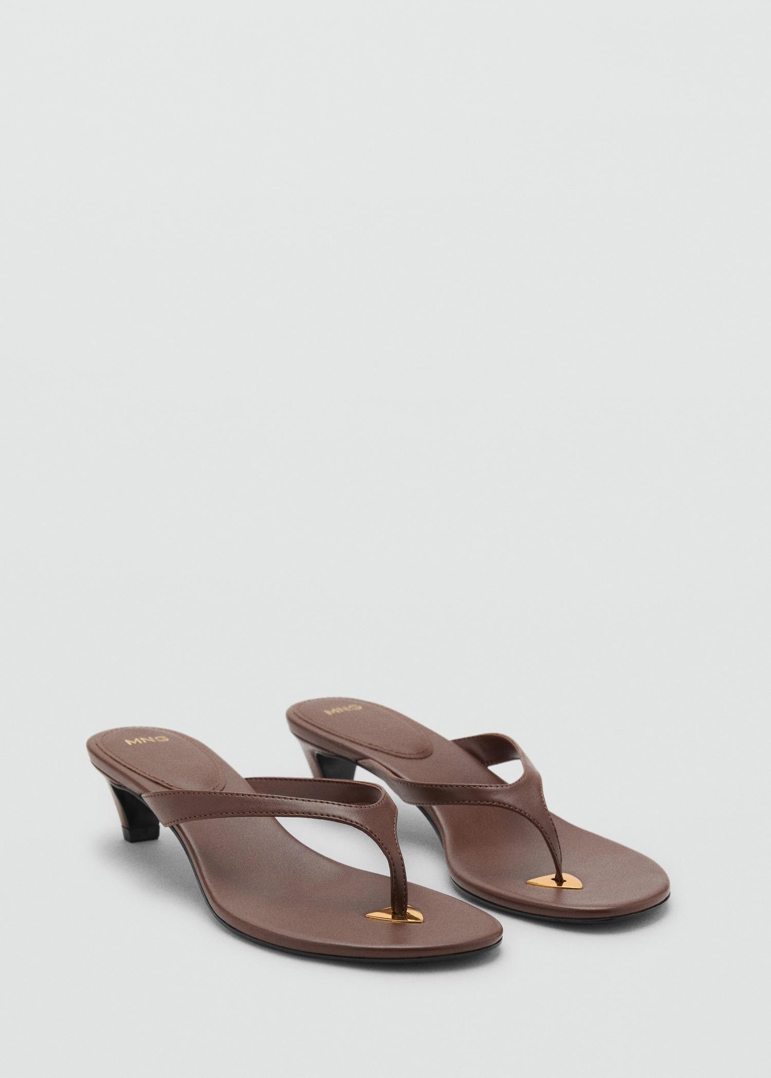 Heeled sandals with metallic detail - Women | MANGO USA Product Image