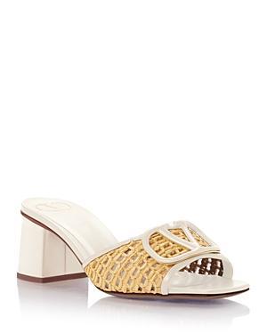 VLogo Medallion Raffia Slide Sandals Product Image