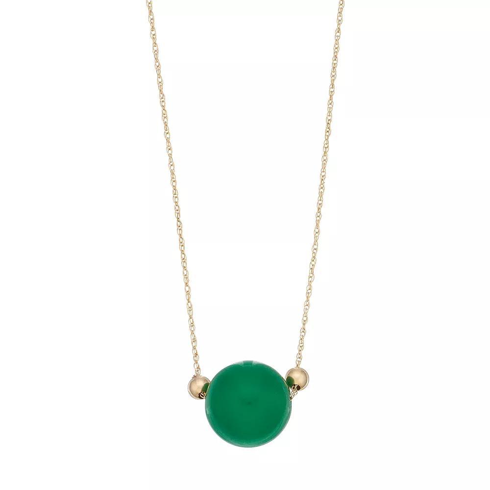 14k Gold Jade Bead Necklace, Women's, Size: 18" Product Image