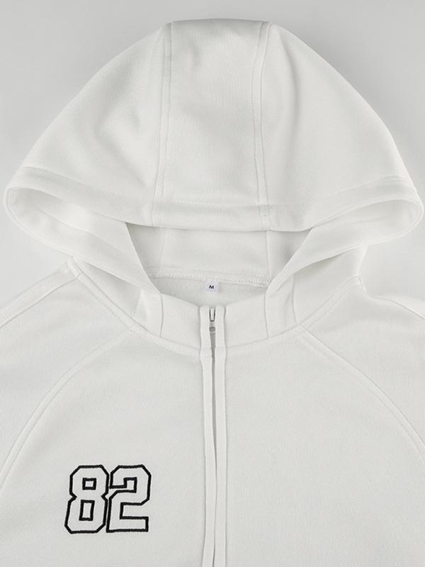 Number Embroidery Embellished Oversized Hoodie Product Image